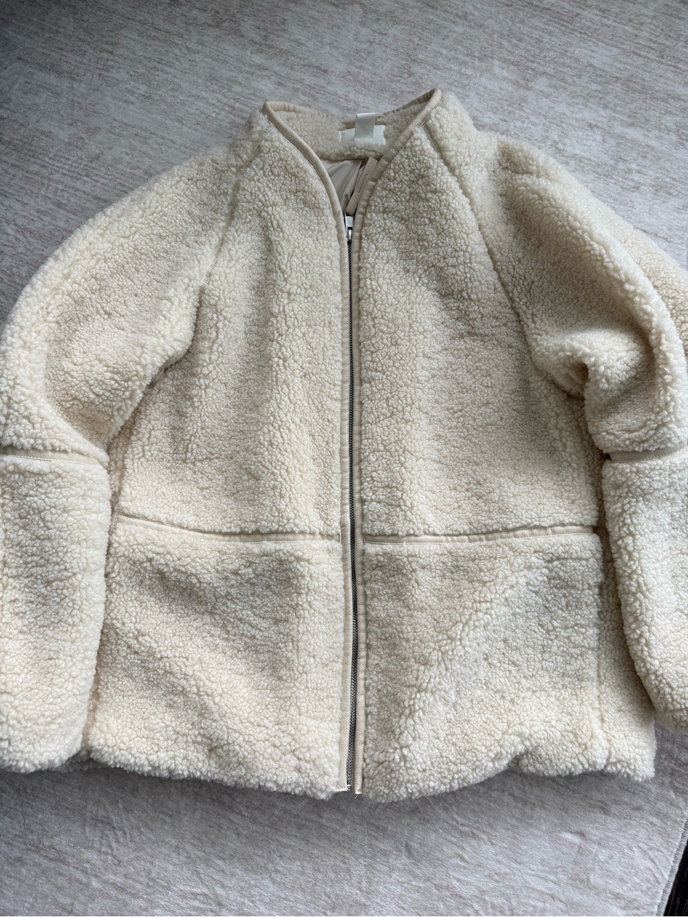 H&M Cream Teddy Sherpa Zip Jacket